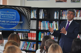 The former president of Bulgaria spoke at the American Councils office in Ukraine, this week, as part of a special envoy promoting educational opportunities between the two countries