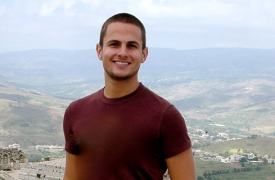 Jesse Lynch, pictured at the Krak des Chevaliers in Syria, during his year on the Arabic Overseas Language Flagship program.
