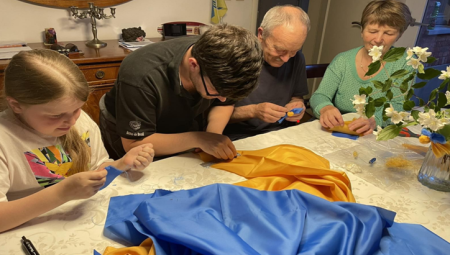 Sewing fabric with family