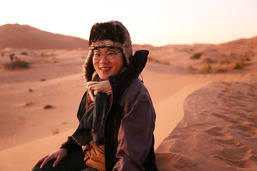 Arabic Overseas Capstone Program alumna, Cindy Wu, in Merzouga, Morocco
