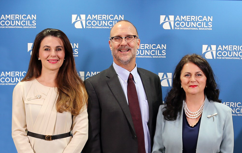 Dr. David Patton with Ambassadors Vlora Çitaku and Teuta Sahatqija