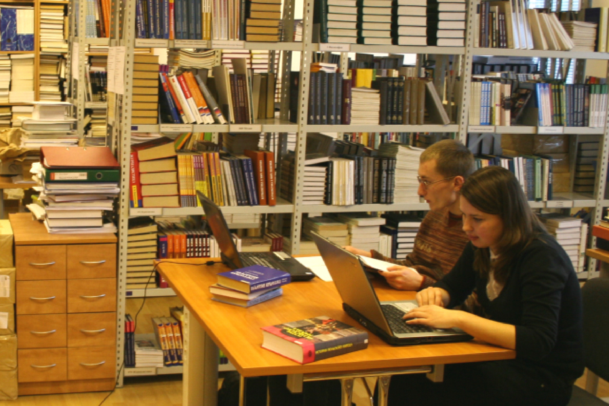 Latvian university library with students