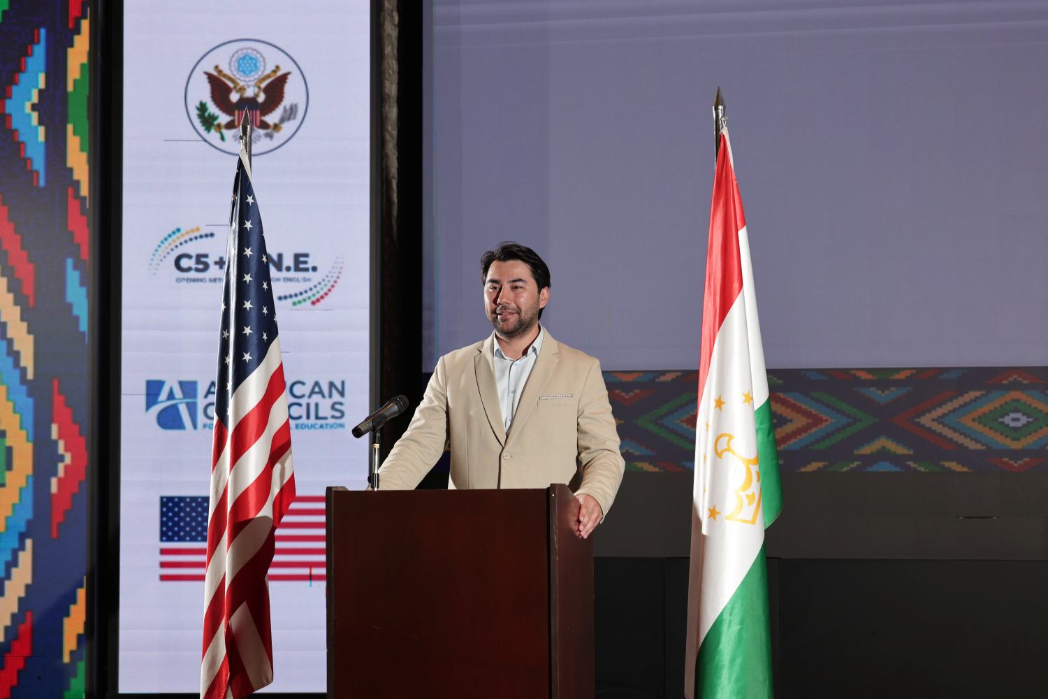 Man speaks at podium