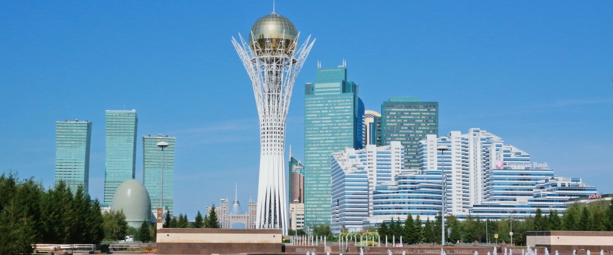 Panoramic view of Baiterek Tower, Astana, Kazakhstan. 