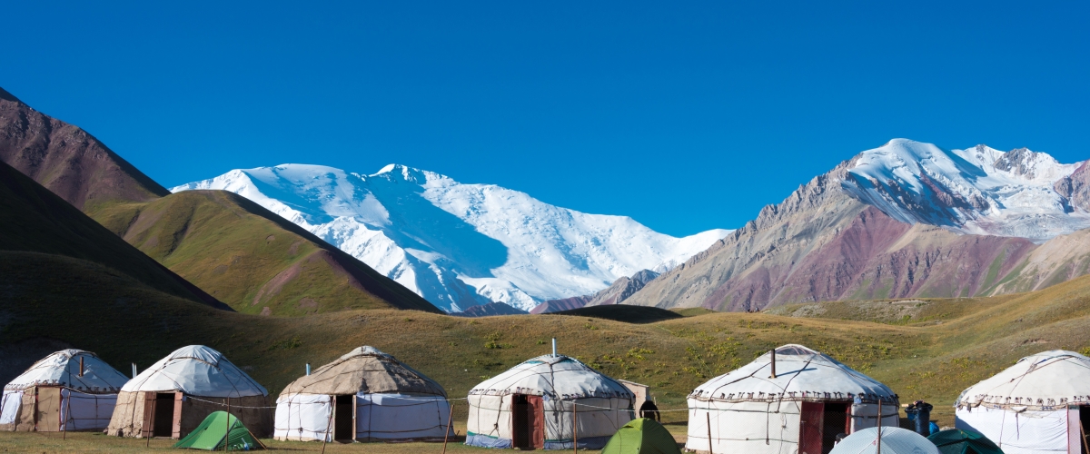 Yurt camp of Tulpar Kol Lake in Alay Valley, Osh, Kyrgyzstan