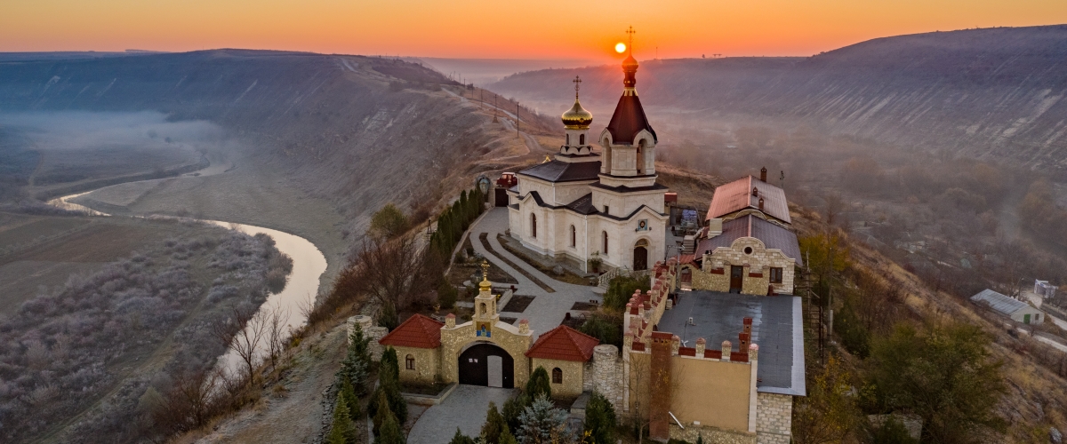 Sunrise at Old Orhei Monastery in Moldova Republic