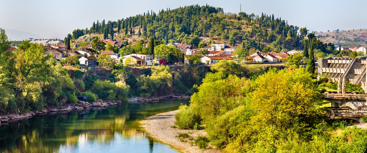 View of Podgorica with the Moraca river - Montenegro