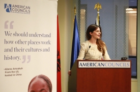 Ambassador Vlora Çitaku addresses the guests