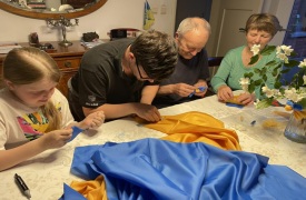 Sewing fabric with family