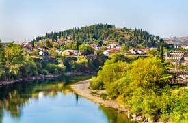 View of Podgorica with the Moraca river - Montenegro