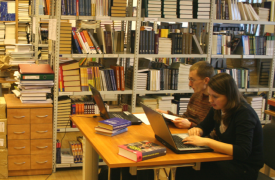 Students in library in Lithuania