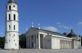 A tower and building in Vilnius, Lithuania