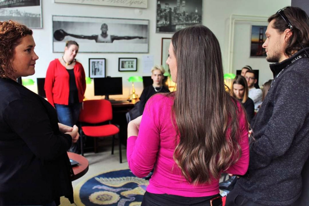 Students on the STEP program networking