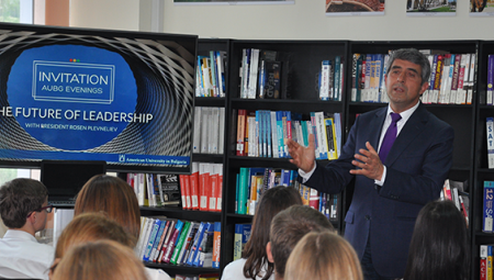 The former president of Bulgaria spoke at the American Councils office in Ukraine, this week, as part of a special envoy promoting educational opportunities between the two countries
