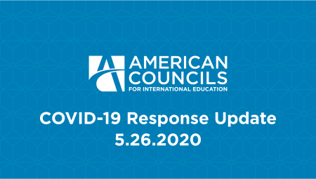 White text on a blue background: COVID-19 Response Update, 5.26.2020