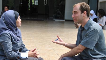 Ian interviews his teacher in Indonesia 